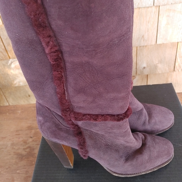 Burgundy shearling boots, made in Italy, size 41 - Picture 5 of 7